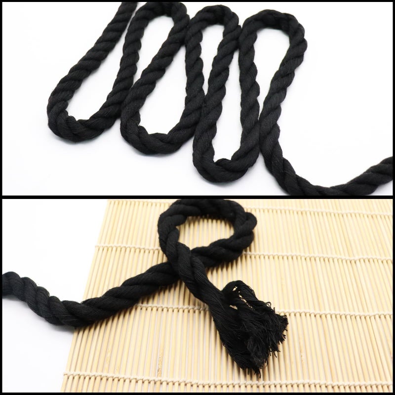 VEIZEDD Black Rope 3/8 inch ? 100 feet Soft Cotton Rope for Crafts  Home Decor  Wall Hanging - Image 4